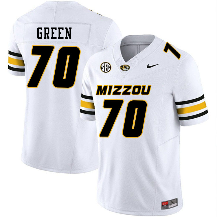 Men #70 Cayden Green Missouri Tigers College Football Jerseys Stitched-White